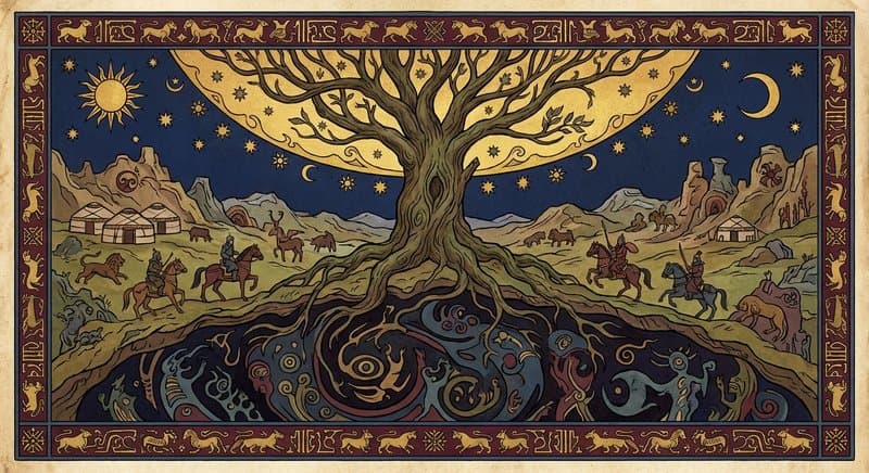 La cosmologie turcique : Les trois mondes