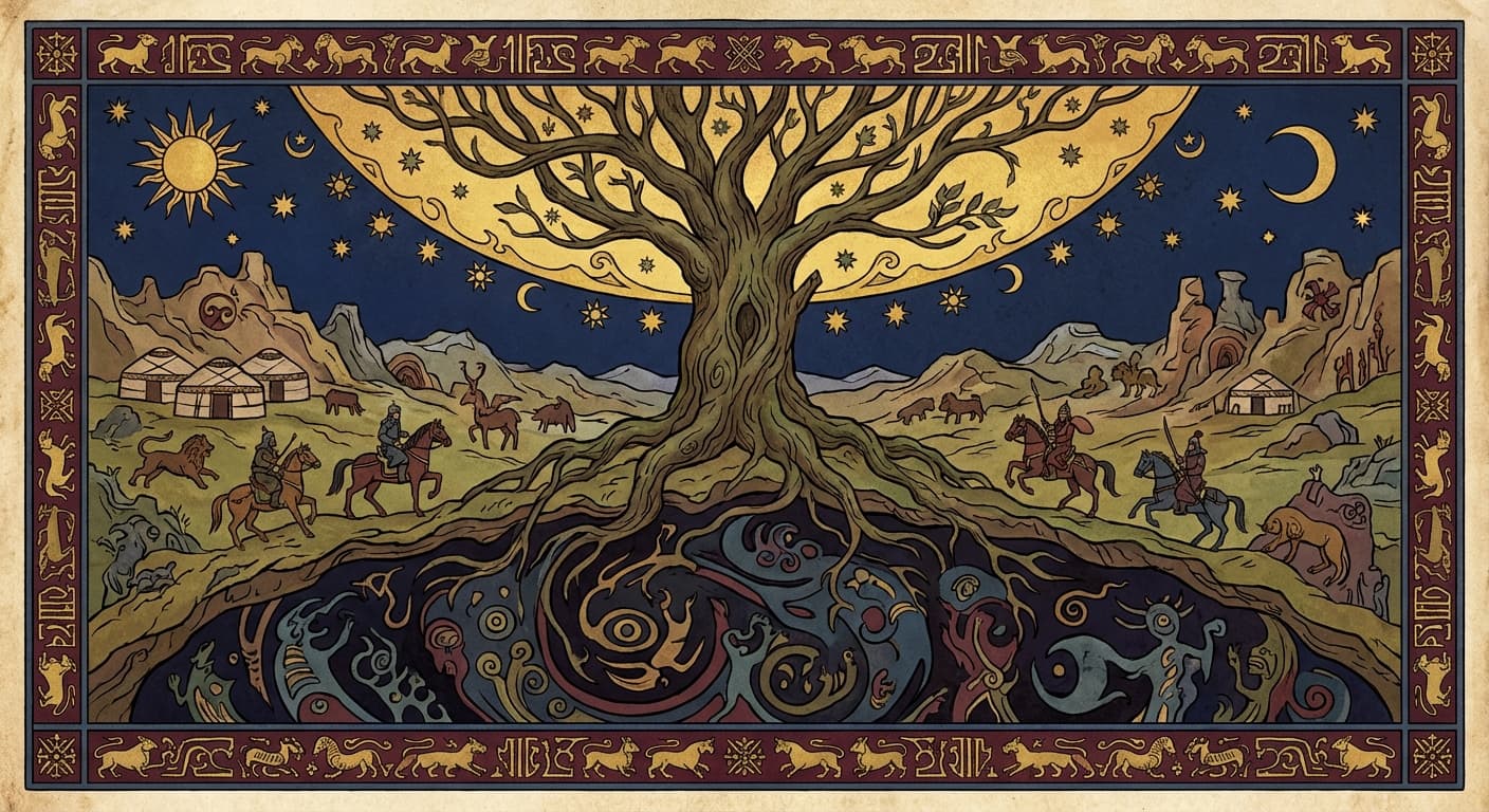 La cosmologie turcique : Les trois mondes